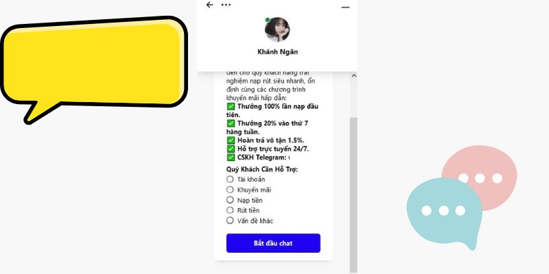 Người chơi có thể chat trực tuyến với nhân viên tư vấn của nhà cái